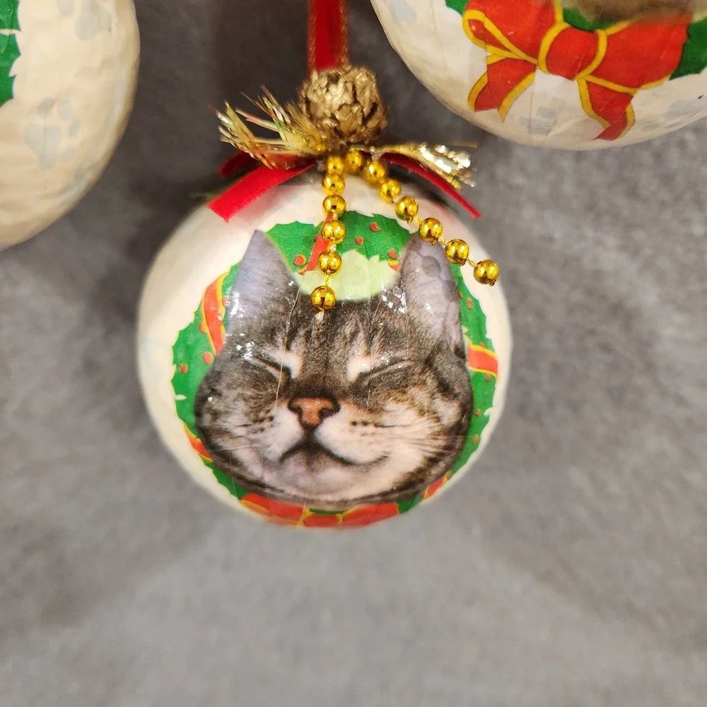 Set of 7 Handmade Cat Christmas Ornaments 3